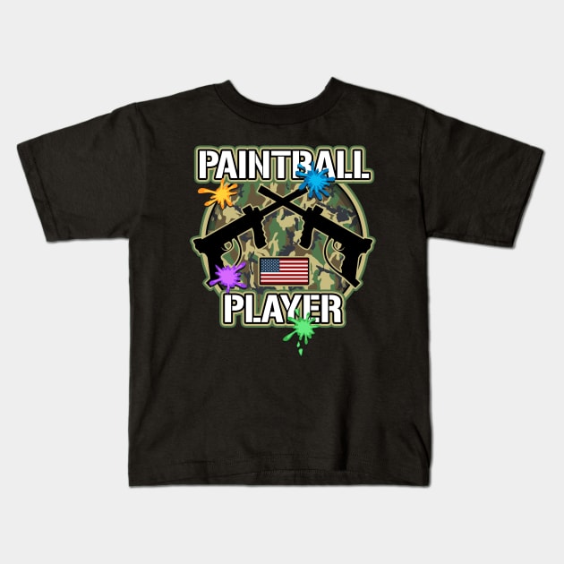 Paintball Player Paint Splatter Camouflage Kids T-Shirt by RadStar